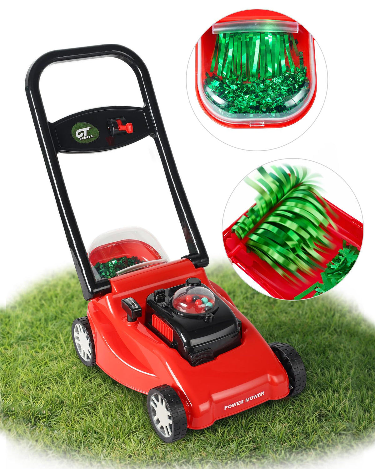CT SPORTS mower with mechanical sounds and no batteries for engaging pretend play outdoors