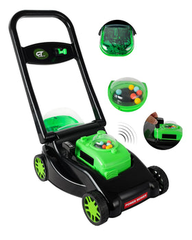 CT SPORTS Kids Lawn Mower with realistic mowing action for outdoor pretend gardening.