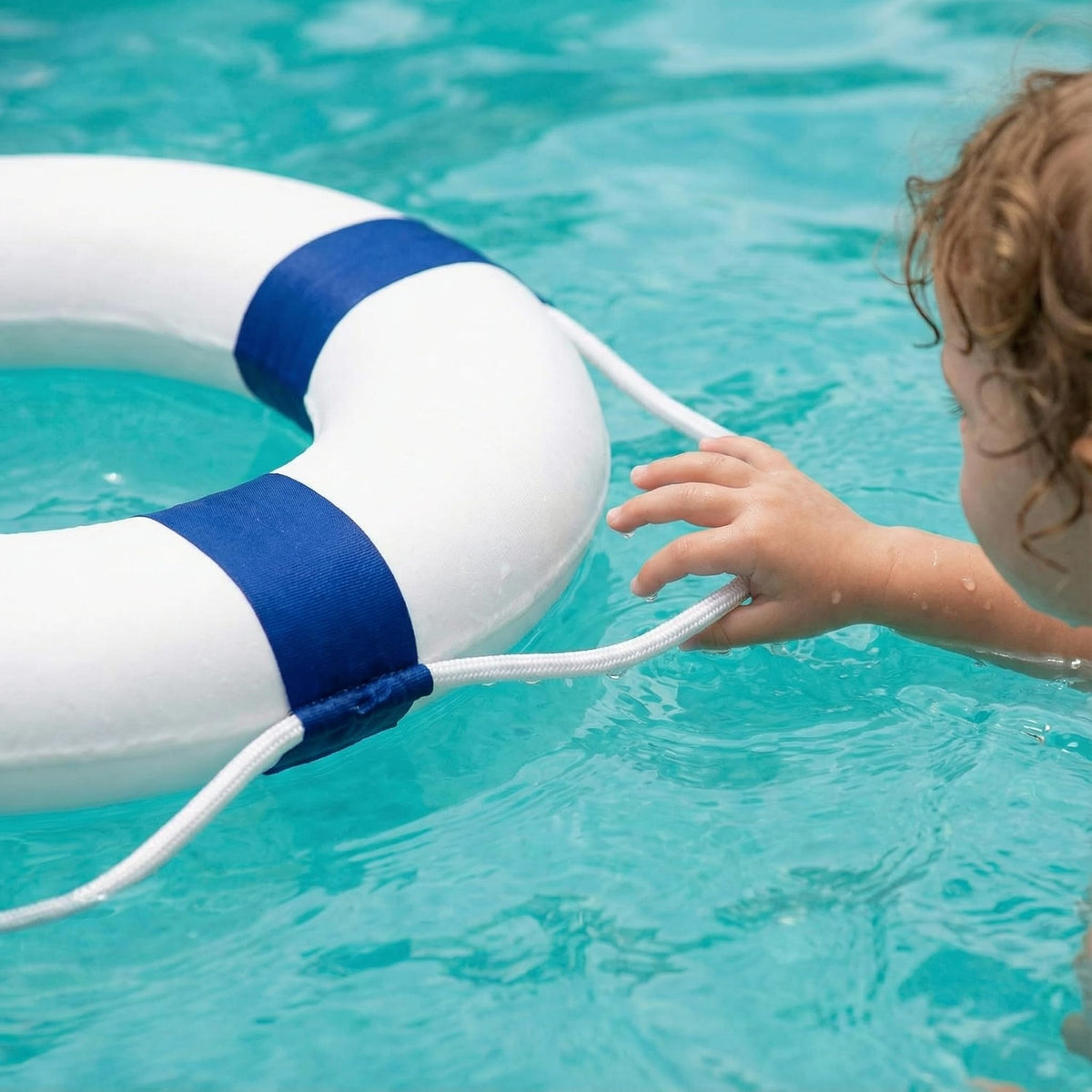 CtopoGo foam buoy used as wall decor in pool area