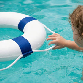 CtopoGo foam buoy used as wall decor in pool area