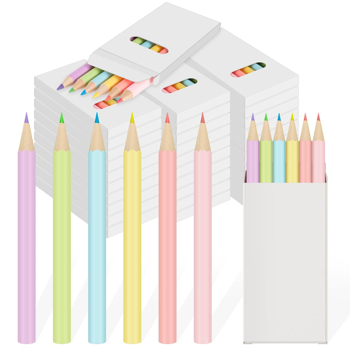 Ctosree 24-box mini pastel pencils in a kraft box for easy gifting.