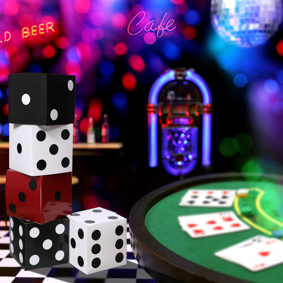 Ctosree jumbo dice boxes serve as memorable centerpieces for celebrations