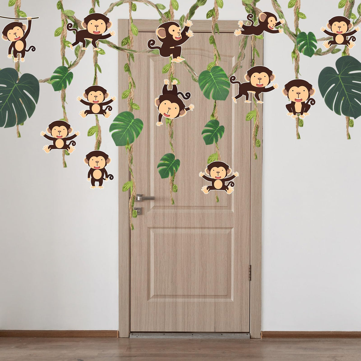Ctosree jungle door border banner creates an inviting entryway.