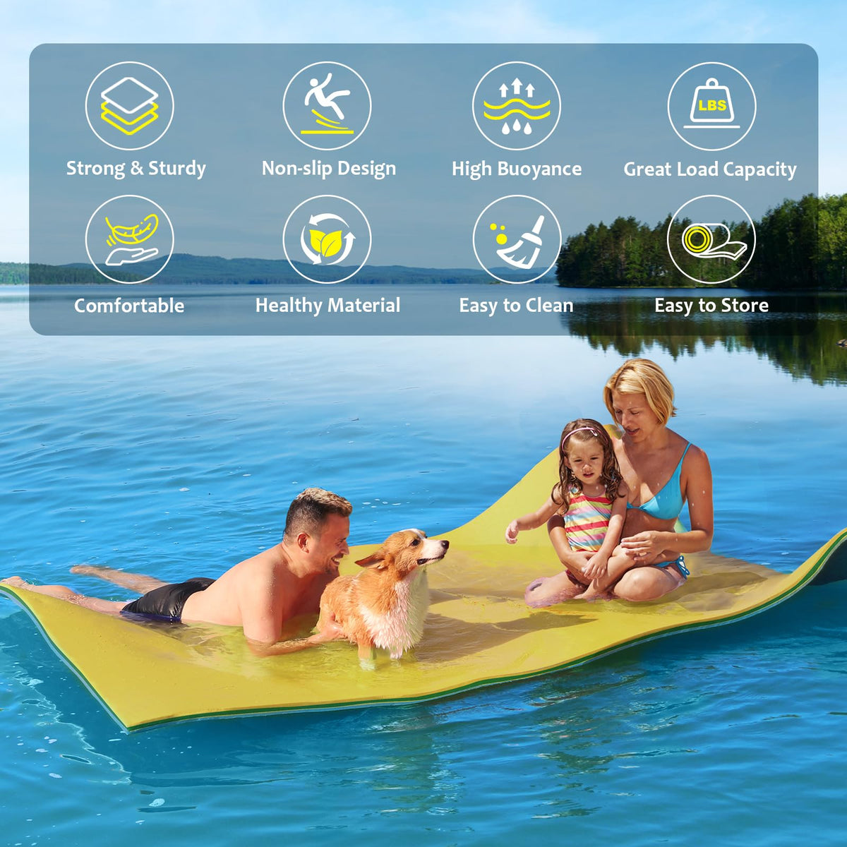 CTSC Lily Pad Floating Mat anchor tether keeps mat near dock during lake days.