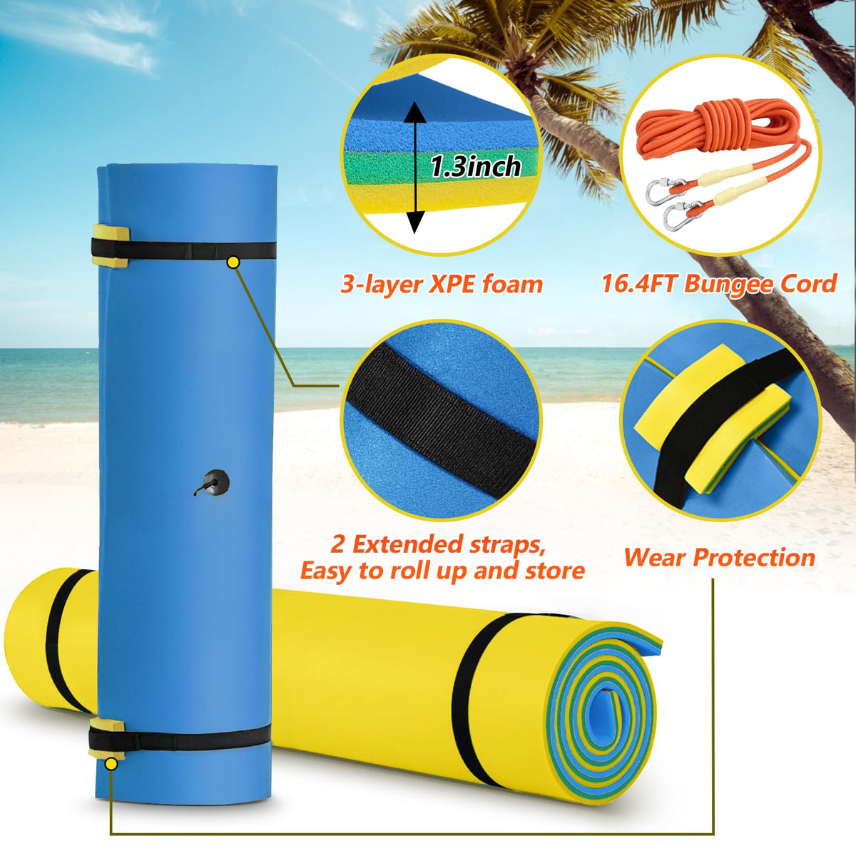 CTSC Lily Pad Floating Mat rolled for storage saves space after boating sessions.