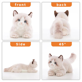 CU-MATE 20 inch gray Ragdoll cat plush face detail with expressive eyes.
