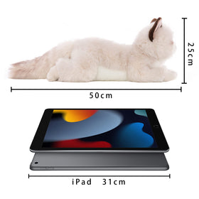 CU-MATE 20 inch gray Ragdoll cat plush fur texture with soft fibers.
