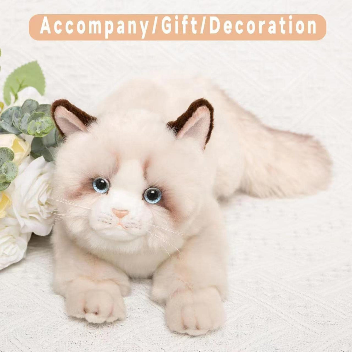 CU-MATE 20 inch gray Ragdoll cat plush gift-ready presentation.