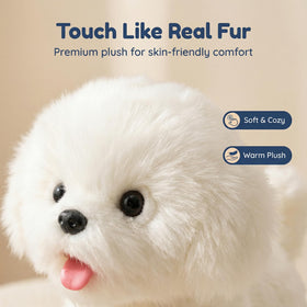 CU-MATE Maltese puppy drinking-milk offers a charming lifelike hydration moment.
