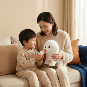 CU-MATE Maltese puppy safe-materials emphasizes a non-toxic plush design.