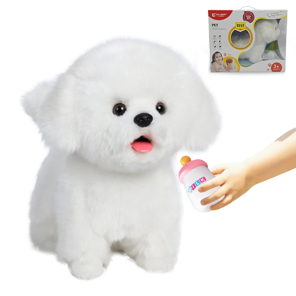 CU-MATE Maltese puppy walking demonstrates lifelike movement for engaging pretend play.