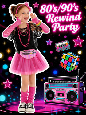Cubacubo 80s kids outfit - fishnet gloves for edgy detail