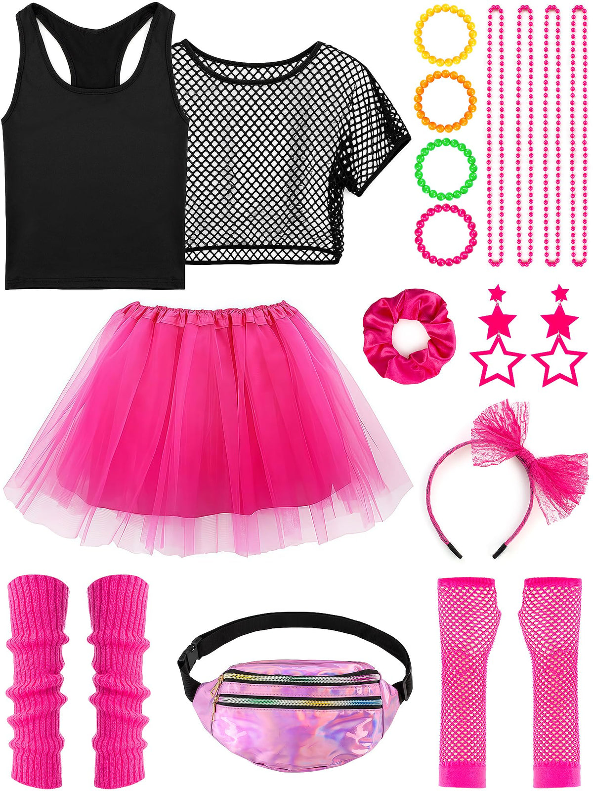 Cubacubo 80s kids outfit - fishnet T-shirt for bold retro style