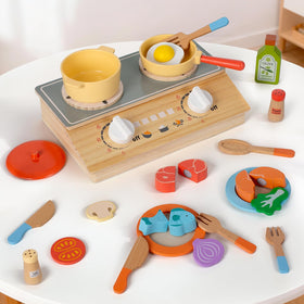 Cubacubo durable wooden kitchen playset offers years of safe, screen-free fun.