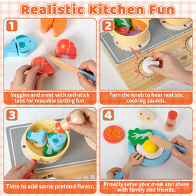 Cubacubo sliceable wooden foods deliver satisfying crunch during pretend meals.