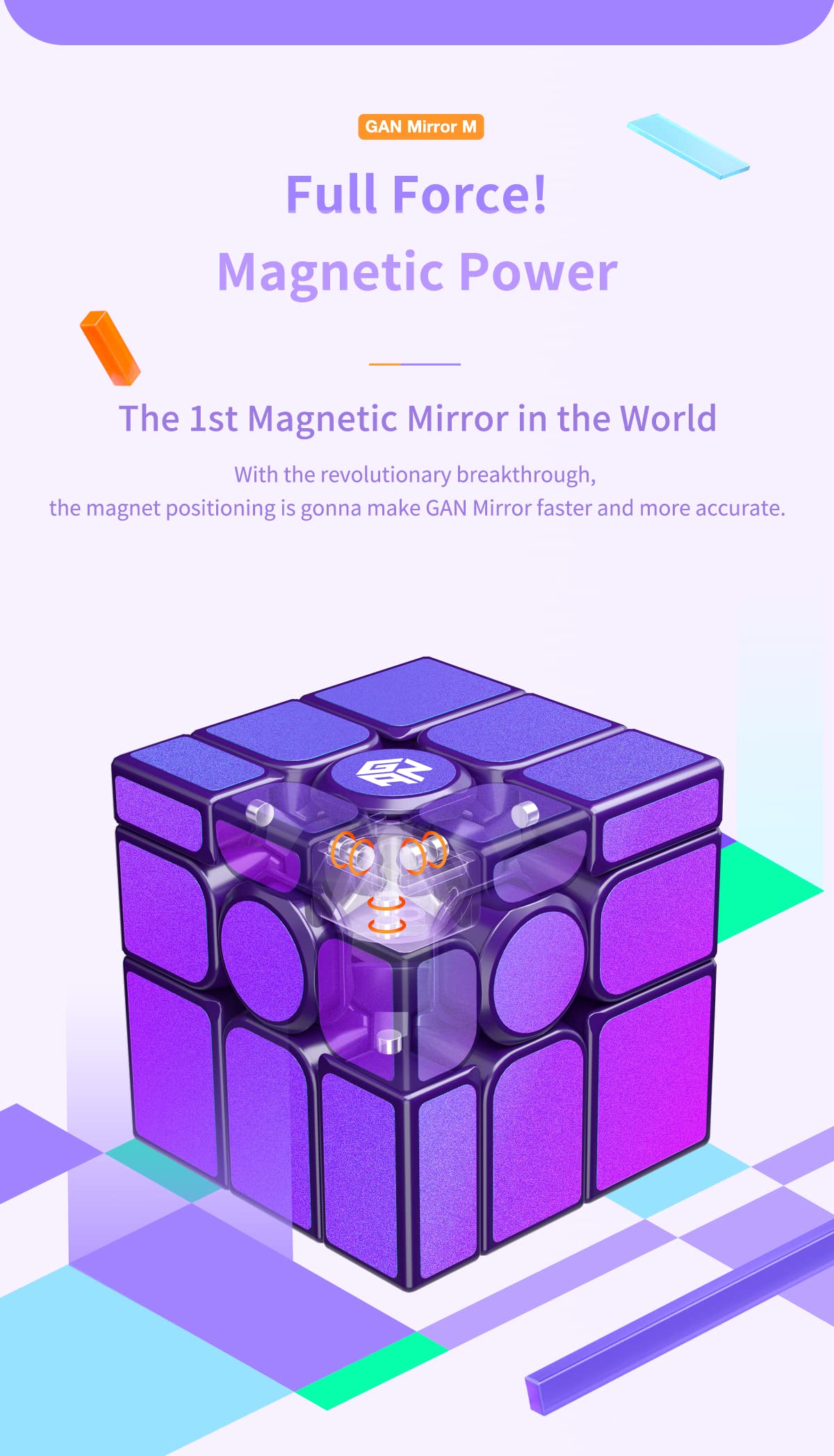 CuberShop GAN Mirror M Cube purple surface close-up; vibrant color meets reflective edges.