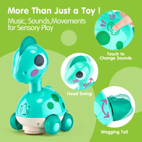 CubicFun dino toy head light during motion for visual focus