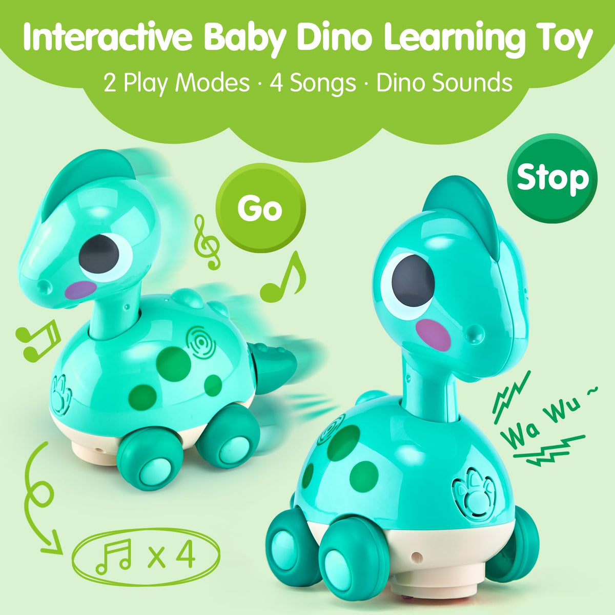 CubicFun dino toy with LED lights during movement