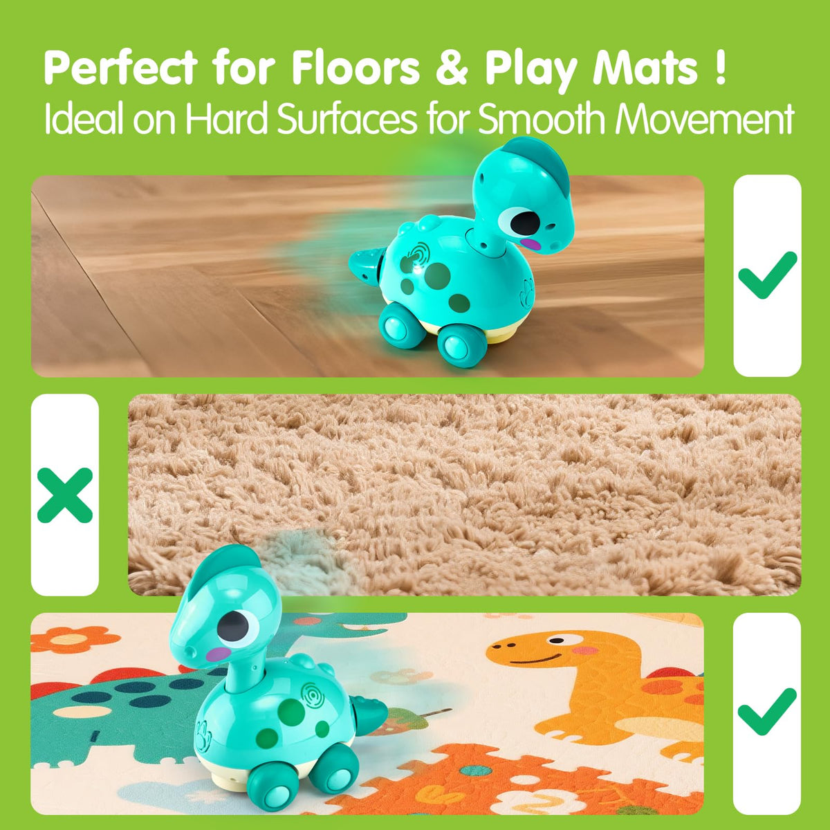 CubicFun dino toy compact size fits baby's hands for tummy time