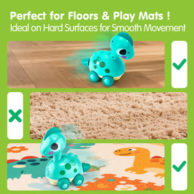 CubicFun dino toy compact size fits baby's hands for tummy time