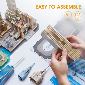 CubicFun NYC landmarks puzzle includes the Brooklyn Bridge for history and design interest