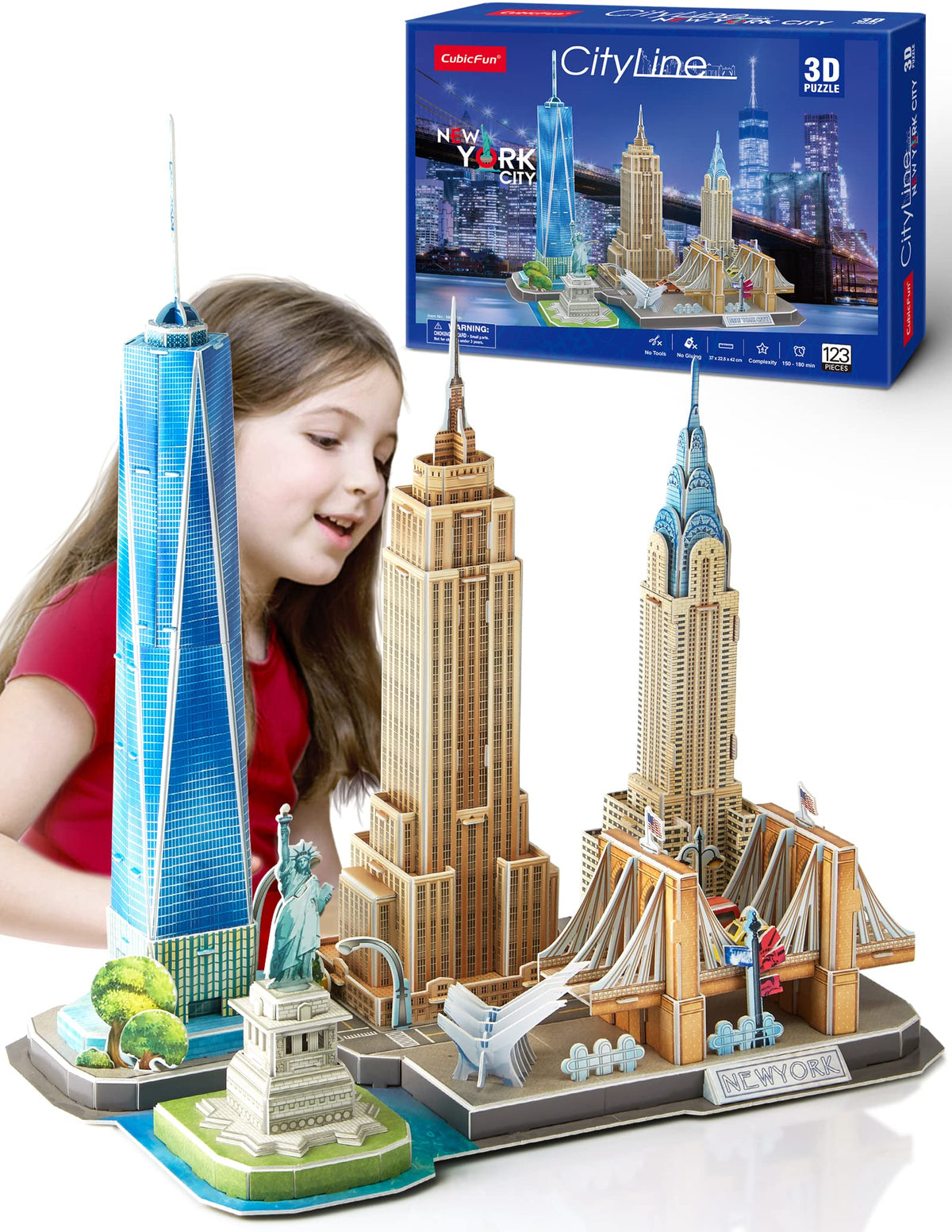CubicFun 3D NYC statue of liberty puzzle ready for display and learning.