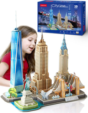 CubicFun 3D NYC statue of liberty puzzle ready for display and learning.