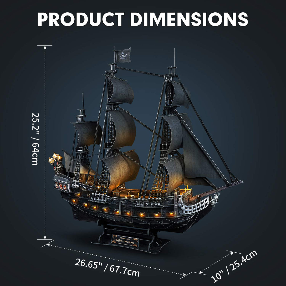 CubicFun 15 warm LED bulbs illuminate the ship for dramatic evenings.