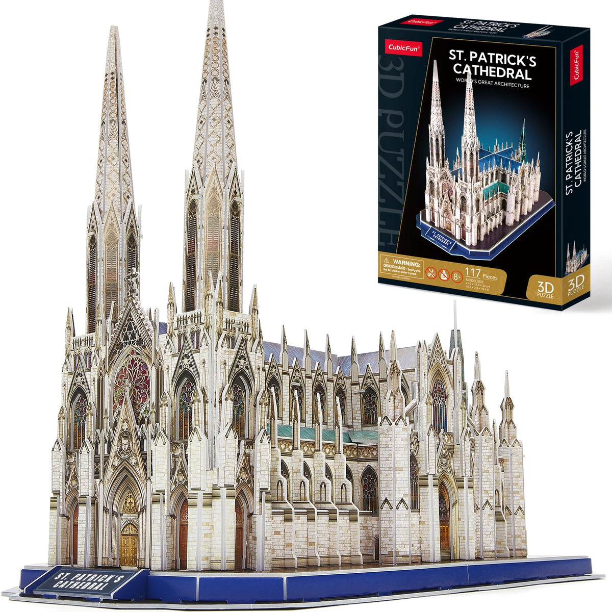 CubicFun St. Patrick's Cathedral model front view for elegant display