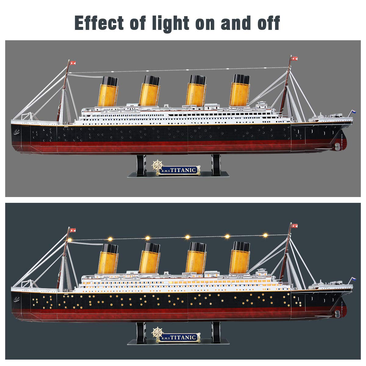 CubicFun Titanic 3D Puzzle fully assembled model on desk or shelf