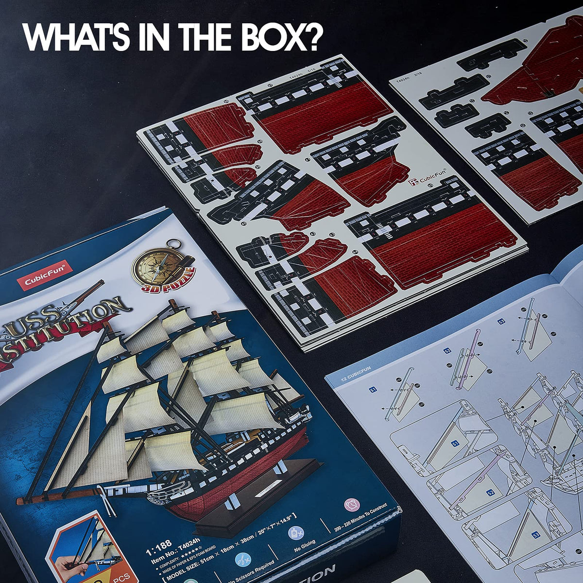 CubicFun USS Constitution puzzle scale, reveals grand ship dimensions