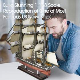 CubicFun USS Constitution puzzle tiles closeup, handy for inspecting pieces