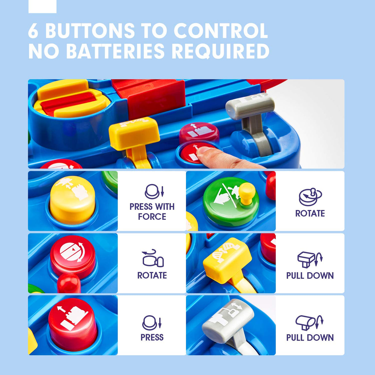 Cubifun track features eight obstacles to challenge motor skills.