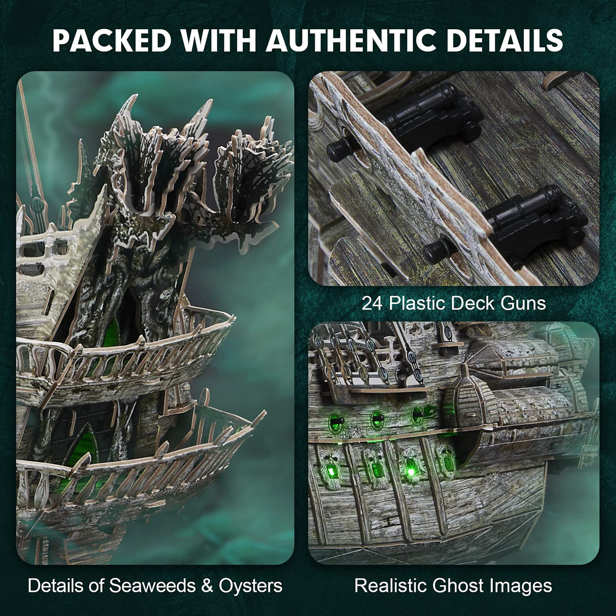 CubicFun cannons on deck showcase authentic pirate ship features for model enthusiasts.