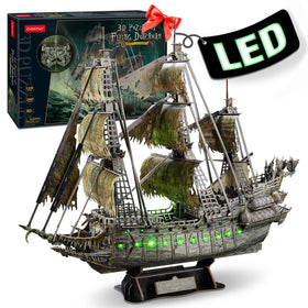 CubicFun Flying Dutchman model assembly highlights intricate details for a striking display.