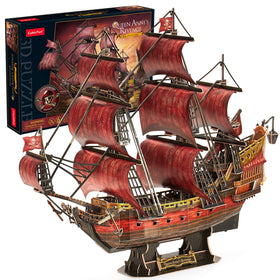 CubicFun Queen Anne's Revenge 3D puzzle ready for home display after assembly