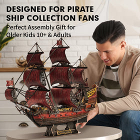 CubicFun Queen Anne's Revenge 3D puzzle laser-side effect for dramatic lighting