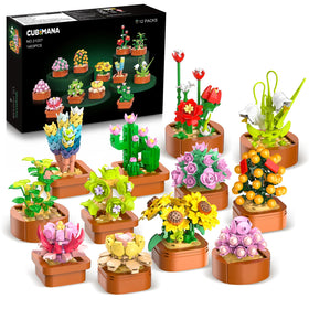 CUBIMANA 12 pack flowers succulents display in colorful mini pots for home decor