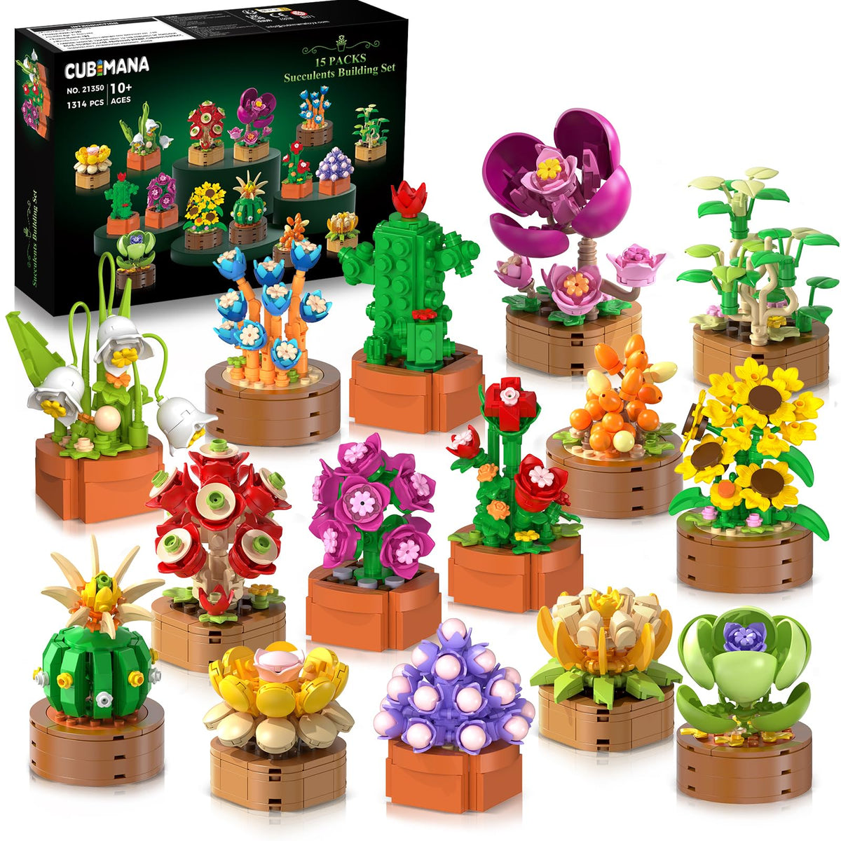 CUBIMANA 15-pack flowers on a desk brighten any workspace with vibrant, maintenance-free decor