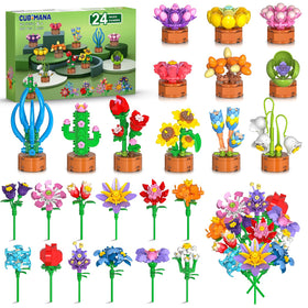 Cubimana 24-pack flower themed blocks for Easter baskets, sparks creativity and early botanical learning.