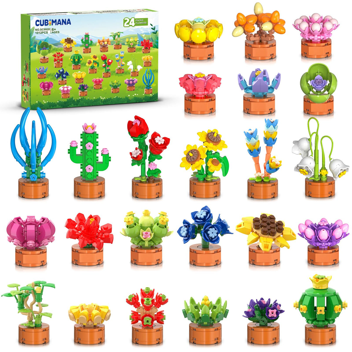 CUBIMANA 24-pack flowers and succulents builders for colorful party favors and gifts.