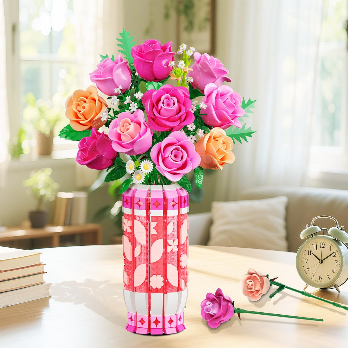 CUBIMANA 3.6mm mini bricks build the rose bouquet for lasting decor.