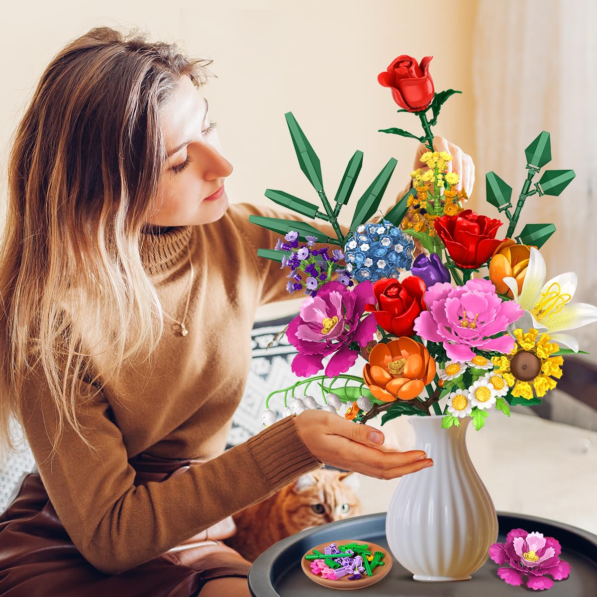 CUBIMANA adjustable petals and leaves for customizable bouquet shapes.