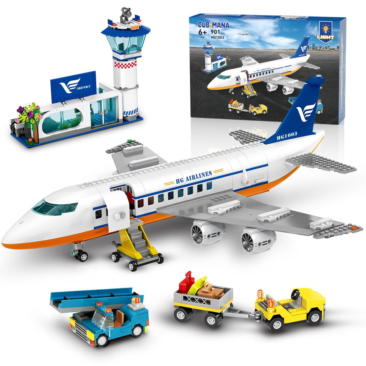 CUBIMANA 21-inch airplane with detailed cockpit and wings for imaginative play.