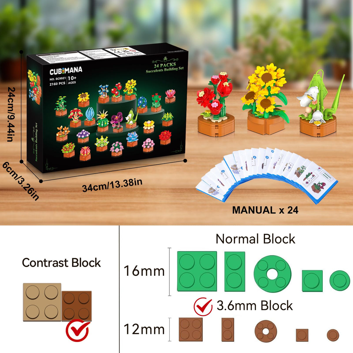 CUBIMANA artistic flower-building blocks showcase lifelike shapes and fine craftsmanship.