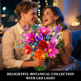 CUBIMANA bouquet with LED light creates a warm night-time ambiance.
