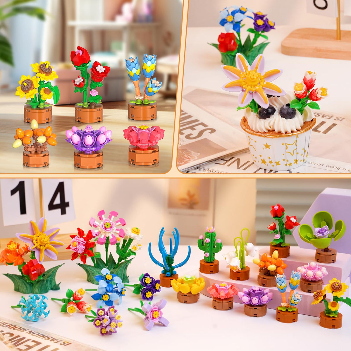 Cubimana colorful floral bricks encourage sharing during group play.