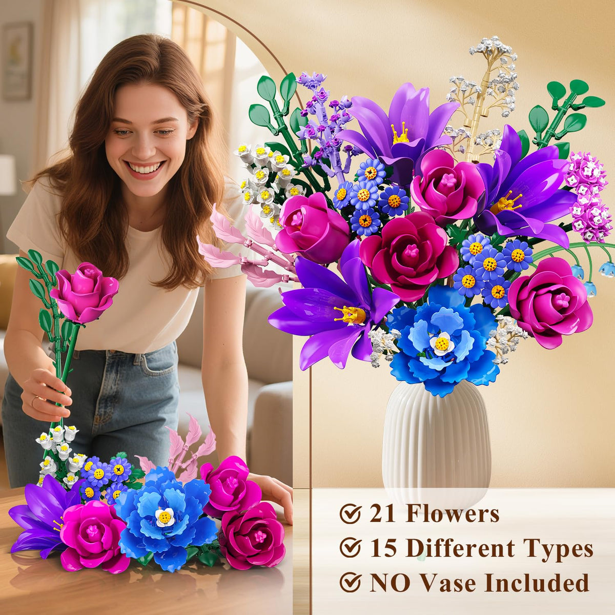 CUBIMANA easy-care floral decor adds warmth to any room without watering.