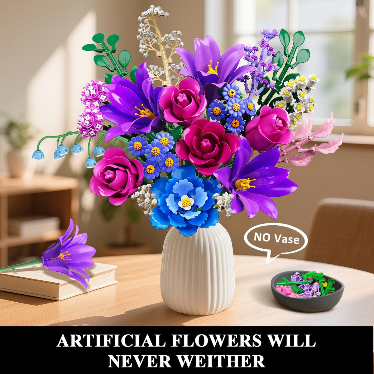 CUBIMANA floral set close-up roses and lilies capture vibrant textures for eye-catching decor.