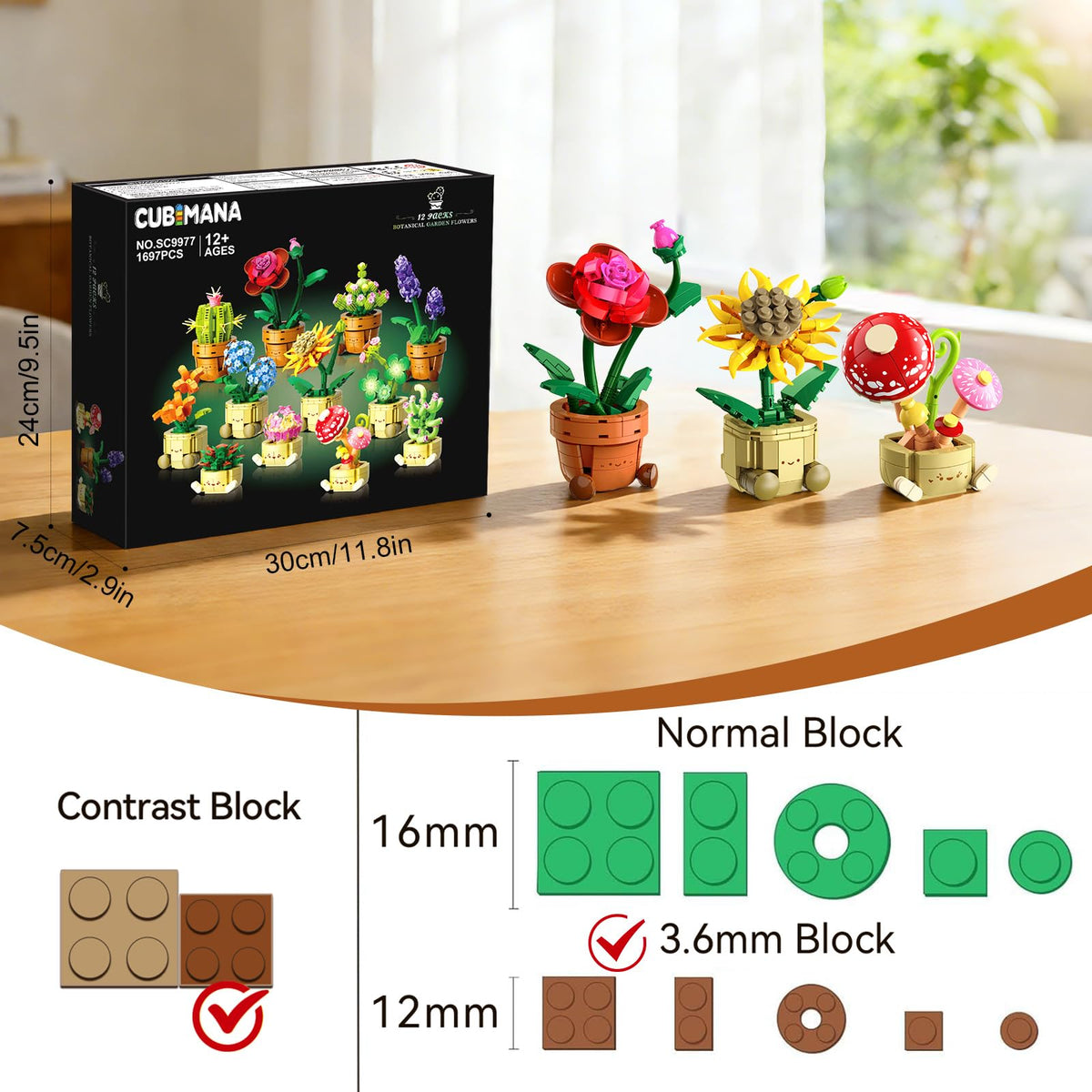 CUBIMANA daisy mini plant building kit adds natural charm to room